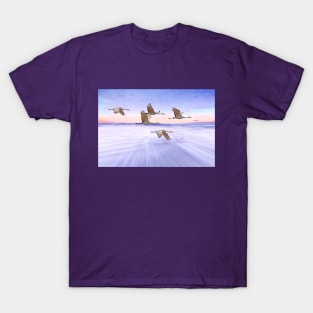 Sandhill Crane and Purple Sunset T-Shirt